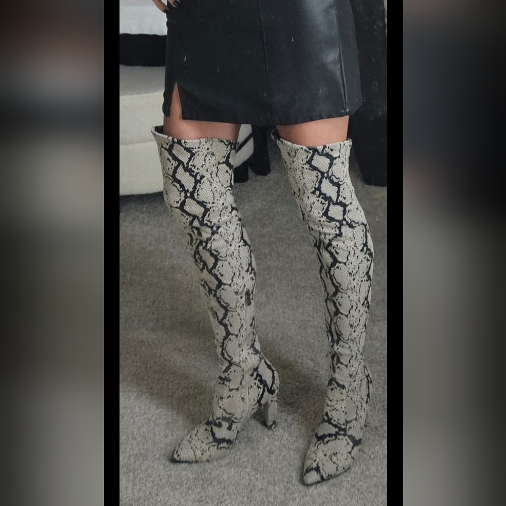 Snakeskin Over-the-Knee Boots
